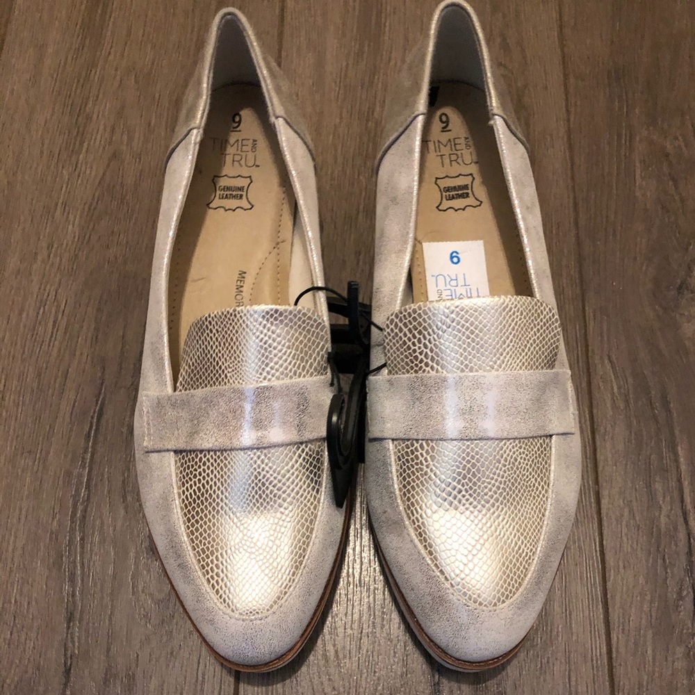 Silver tone loafers
